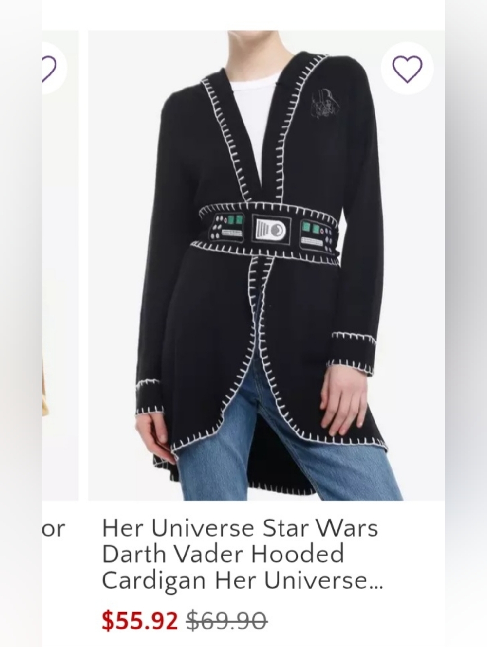 Her Universe - Star Wars Darth Vader Hooded Cardigan, XL/2X